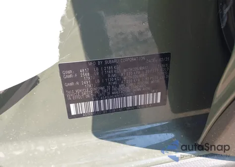 2025 Subaru Crosstrek Wilderness z USA, uszkodzony, nr VIN 4S4GUHU69S3728087